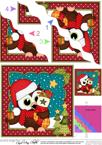 Christmas Little Hoot Owl has a Christmas Stocking Wavy Corner side stacker Topper