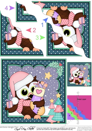 Christmas Little Hoot Owl has a Christmas Stocking Wavy Corner side stacker Topper