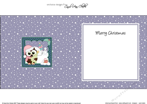 Christmas Little Hoot Owl has a Christmas Tree matching insert square landscape