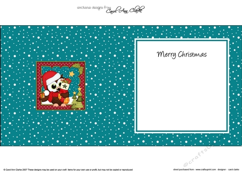 Christmas Little Hoot Owl has a Christmas Stocking matching insert square landscape
