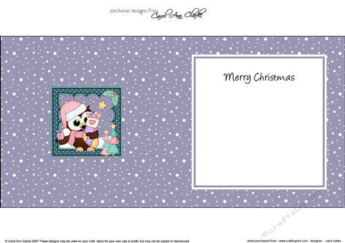 Christmas Little Hoot Owl has a Christmas Stocking matching insert square landscape