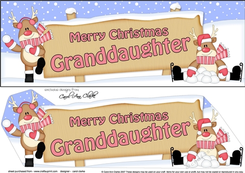 large DL Merry Christmas GRANDDAUGHTER with Rudolph 3D decoupage