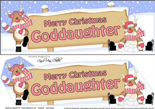 large DL Merry Christmas GODDAUGHTER with Rudolph 3D decoupage