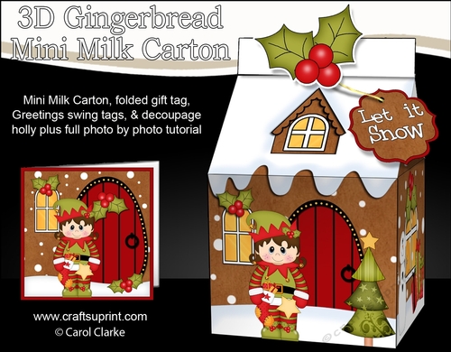 3D Christmas Milk Carton Gingerbread House Treat Box Mini Kit -  Little Elf has a Christmas Stocking