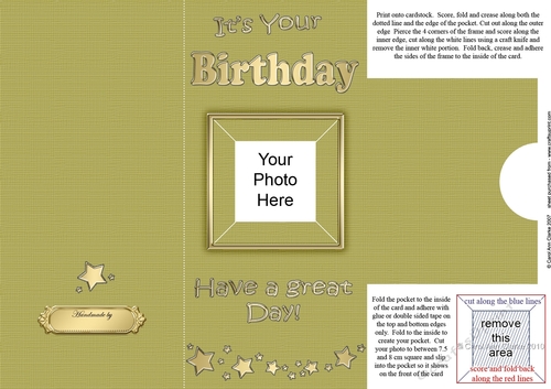 Add a Photo DL Card - HAPPY BIRTHDAY with easy fold frame