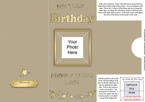 Add a Photo DL Card - HAPPY BIRTHDAY with easy fold frame