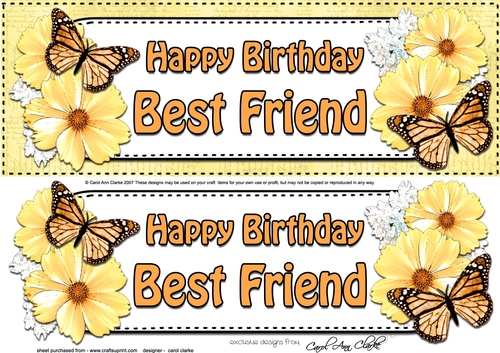Large DL Happy Birthday BEST FRIEND Floral Butterflies 3D decoupage