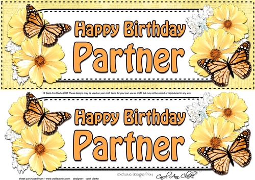 Large DL Happy Birthday PARTNER Floral Butterflies 3D decoupage