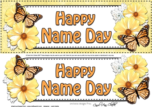 Large DL HAPPY NAME DAY Floral Butterflies 3D decoupage