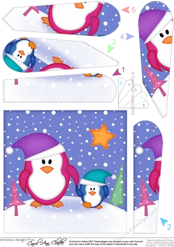 Christmas Penguin Felties Fan Pyramage Topper