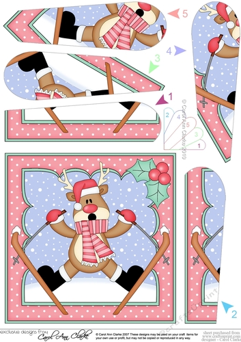 Christmas OOps Rudolph goes Skiing Fan Pyramage Topper