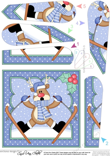 Christmas OOps Rudolph goes Skiing Fan Pyramage Topper