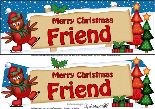large DL Merry Christmas FRIEND with Robin 3d decoupage