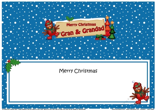 large DL Merry Christmas GRAN & GRANDAD with Robin insert