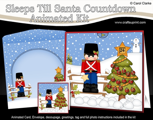3D Animated Sleeps Till Santa Christmas Tree Countdown Card Kit - Little Xmas Soldier