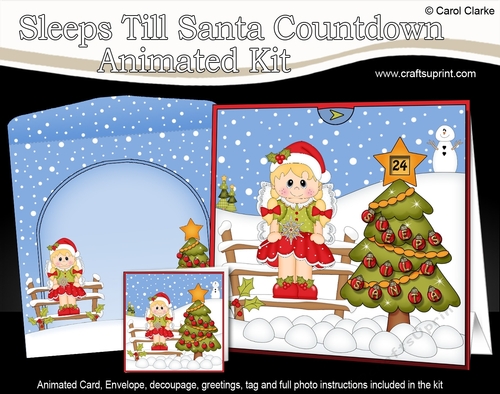 3D Animated Sleeps Till Santa Christmas Tree Countdown Card Kit - Little Xmas Fairy