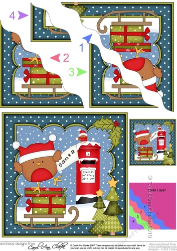 Christmas Bobbin Robin Posts a Letter to Santa Wavy Corner side stacker Topper