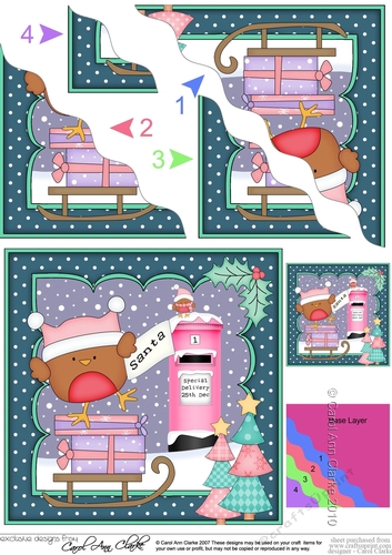 Christmas Bobbin Robin Posts a Letter to Santa Wavy Corner side stacker Topper