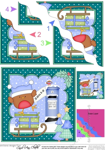 Christmas Bobbin Robin Posts a Letter to Santa Wavy Corner side stacker Topper