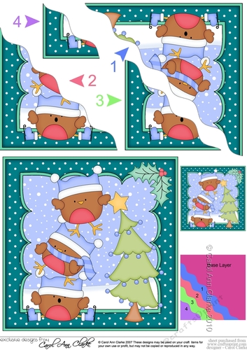 Christmas Bobbin Robin & Friends put the Star on the Christmas Tree Wavy Corner side stacker Topper