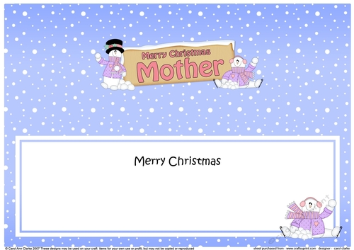 large DL Merry Christmas MOTHER with Snowman insert