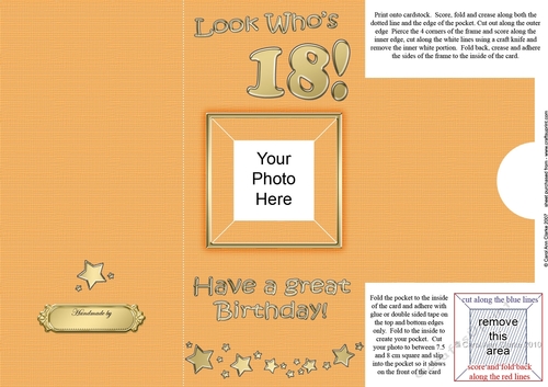 Add a Photo 18th Birthday Card with easy fold frame