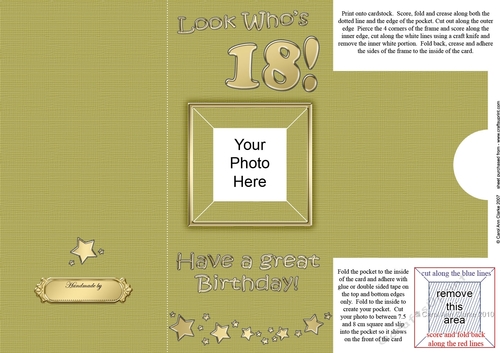 Add a Photo 18th Birthday Card with easy fold frame