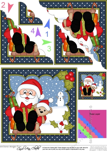 Christmas Santa is going Sledging Scallop Corner side stacker Topper