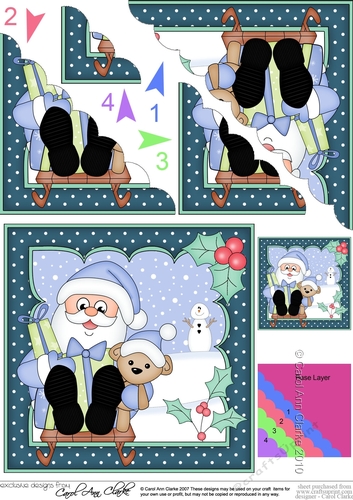 Christmas Santa is going Sledging Scallop Corner side stacker Topper