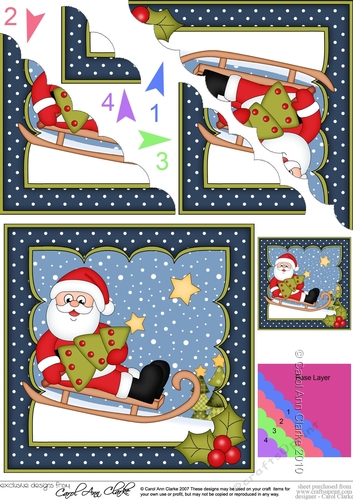 Christmas Santa is going Sledging Scallop Corner side stacker Topper