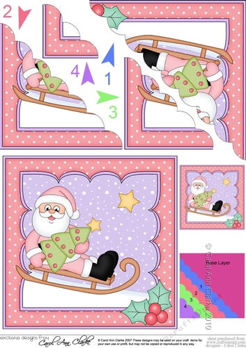 Christmas Santa is going Sledging Scallop Corner side stacker Topper