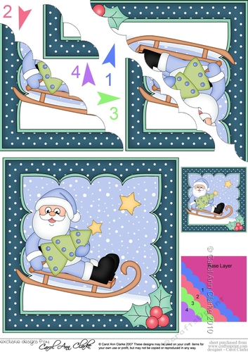 Christmas Santa is going Sledging Scallop Corner side stacker Topper