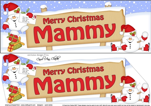 large DL Merry Christmas Merry Christmas MAMMY with Snowball Sam 3D decoupage