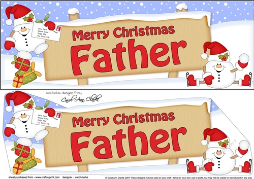 large DL Merry Christmas Merry Christmas FATHER with Snowball Sam 3D decoupage