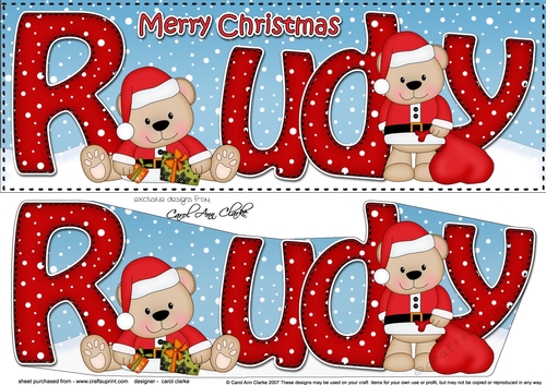 Large DL Merry Christmas RUDY 3D decoupage 