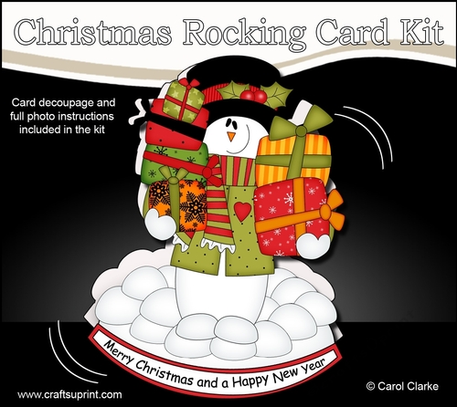 3D Shaped Rocking Christmas Card Mini Kit  - Snowman Rio has lots of Presents