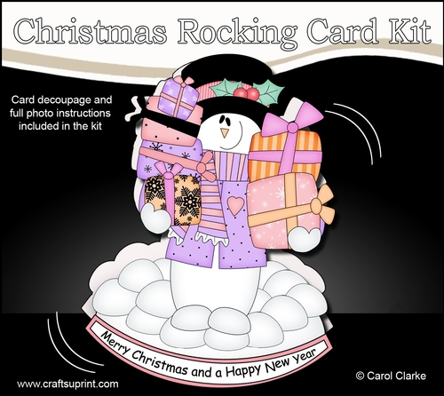 3D Shaped Rocking Christmas Card Mini Kit  - Snowman Rio has lots of Presents