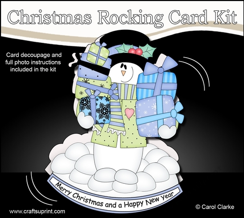 3D Shaped Rocking Christmas Card Mini Kit  - Snowman Rio has lots of Presents