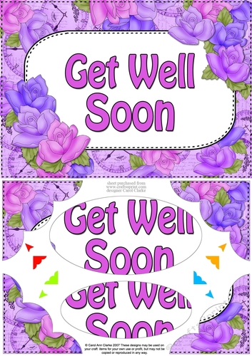 A5 GET WELL SOON Time for Roses Scallop Corners & Pyramage