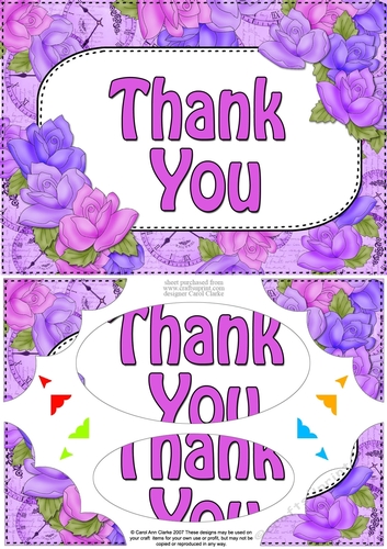 A5 THANK YOU Time for Roses Scallop Corners & Pyramage