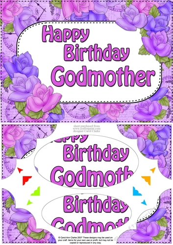 A5 Happy Birthday GODMOTHER Time for Roses Scallop Corners & Pyramage