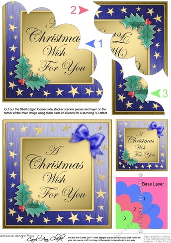 Elegant Christmas Greetings Shell Edged Corner side stacker