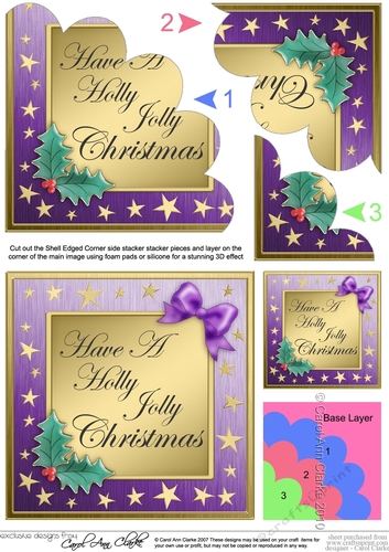 Elegant Christmas Greetings Shell Edged Corner side stacker