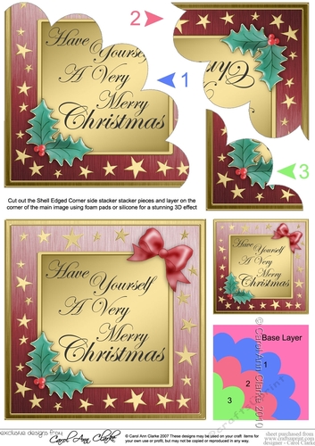 Elegant Christmas Greetings Shell Edged Corner side stacker