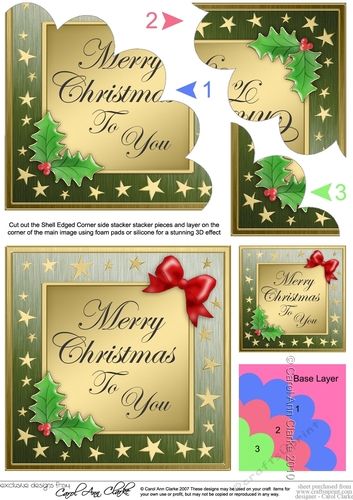 Elegant Christmas Greetings Shell Edged Corner side stacker