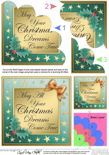 Elegant Christmas Greetings Shell Edged Corner side stacker