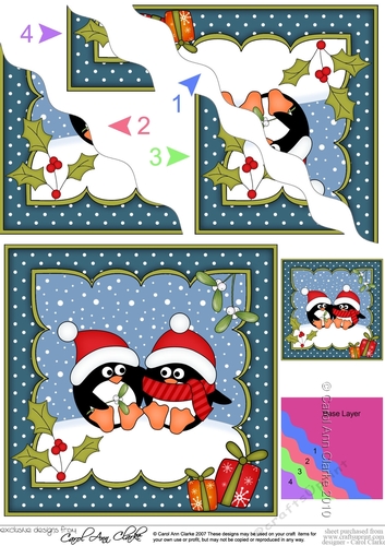 Christmas Pip Penguin is in Love Wavy Corner side stacker Topper