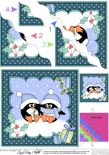 Christmas Pip Penguin is in Love Wavy Corner side stacker Topper