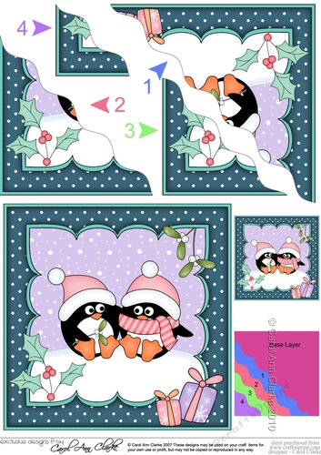 Christmas Pip Penguin is in Love Wavy Corner side stacker Topper