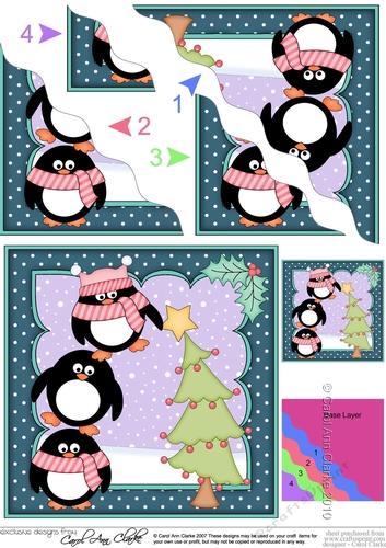 Christmas Pip Penguin & Friends put the Star on the Christmas Tree Wavy Corner side stacker Topper